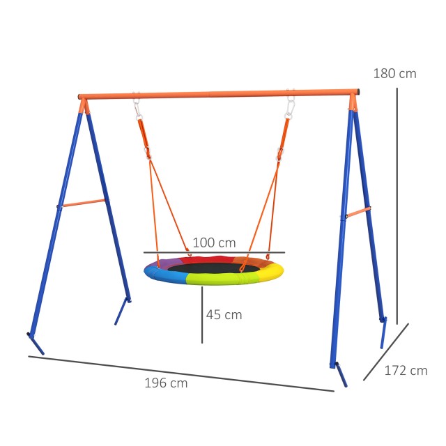 Outsunny Garden Nest Swing για 1-2 Παιδιά σε ενισχυμένο μέταλλο, 196x172x180cm, Πολύχρωμη 344-076V00MX