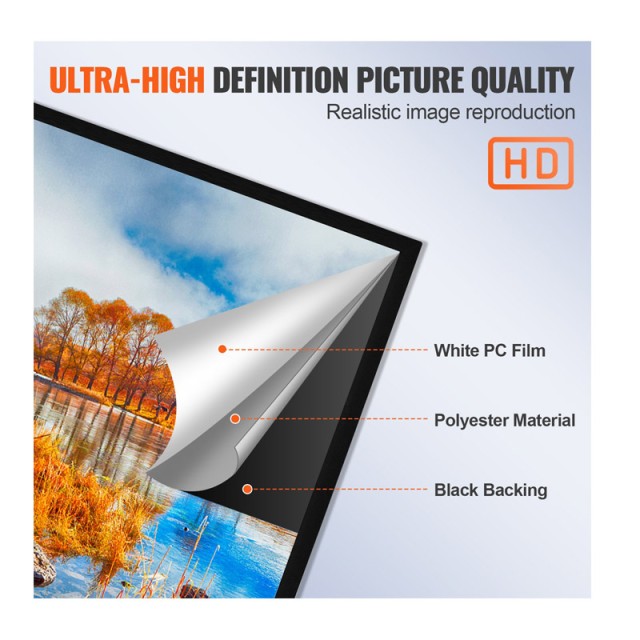 Οθόνη Προβολής Projector για Τοίχο 16:9 HD 4K 110 VEVOR TYPM110YC16...