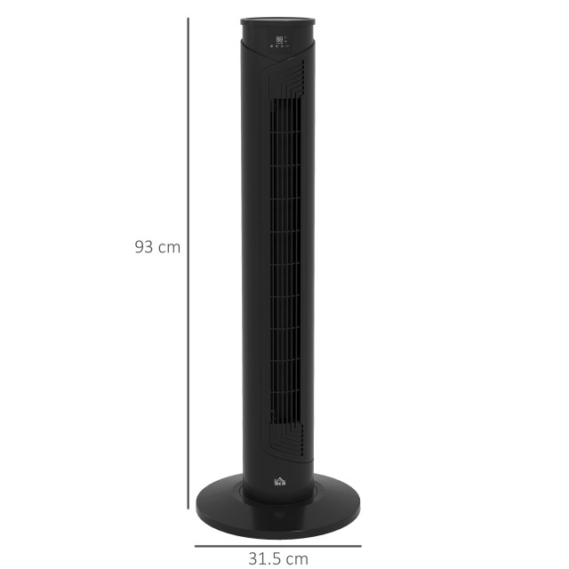Ανεμιστήρας Tower 45W με 4 λειτουργίες και 3 ταχύτητες με χρονοδιακόπτη 12 ωρών, σε ABS, Ø31,5x93 cm, Μαύρο 824-077V90BK
