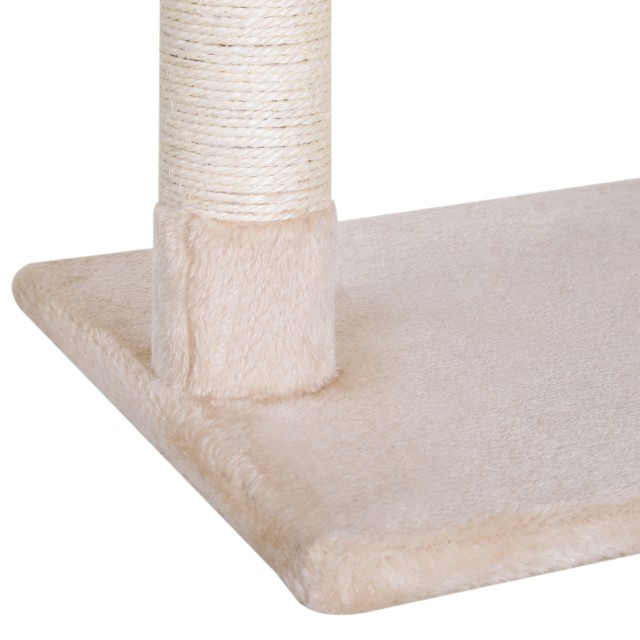 PawHut Tower for Cats max 3,6kg με αιώρα και κρεμαστή μπάλα, σε ξύλο και βελούδινο, 50x36x70 cm, μπεζ D30-215
