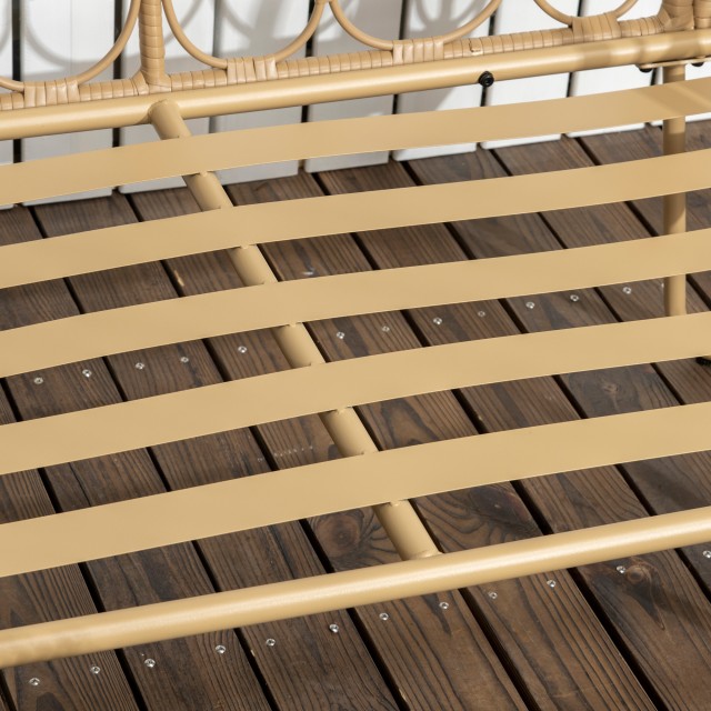 Outsunny Σετ σαλονιού Rattan Garden 4 τεμαχίων με 2θέσιο καναπέ, 2 πολυθρόνες και γυάλινο τραπεζάκι σαλονιού, αφαιρούμενα μαξιλάρια που πλένονται, κίτρινο 860-287V00YL
