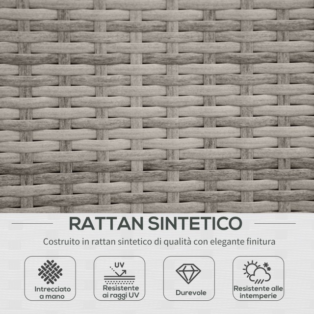 Outsunny σετ επίπλων κήπου 4 τεμαχίων σε PE Rattan, Lounge εξωτερικού χώρου με 3 καναπέδες και 1 τραπεζάκι σαλονιού, αφαιρούμενα και πλενόμενα μαξιλάρια, γκρι 860-221