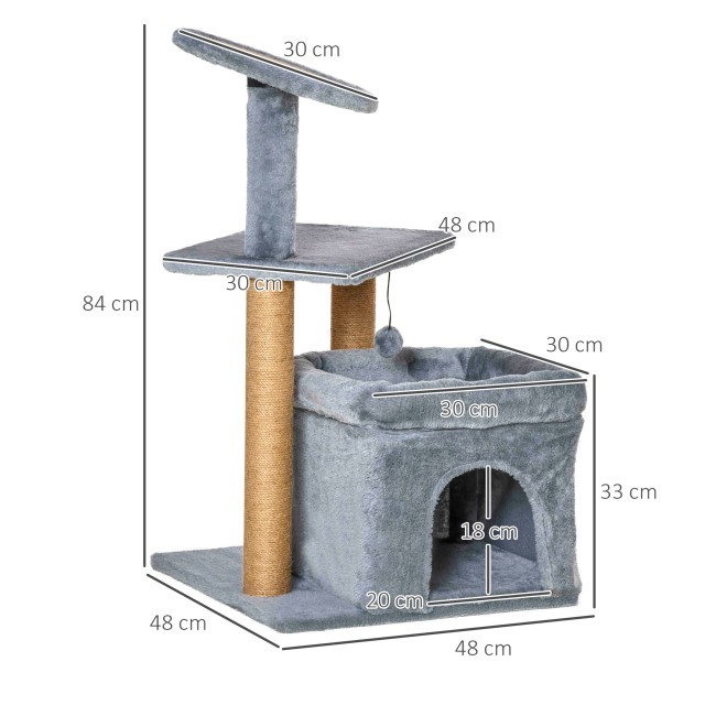 PawHut Cat Scratching Post Tree με κοντάρια από σχοινί γιούτας, σπι...