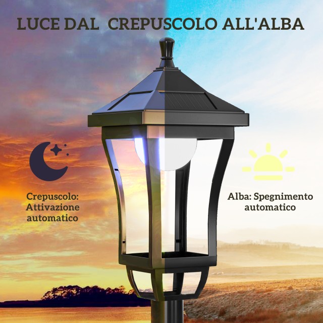 Λάμπα κήπου Outsunny με αυτονομία 6 ωρών και αγκύρωση στο έδαφος, σ...