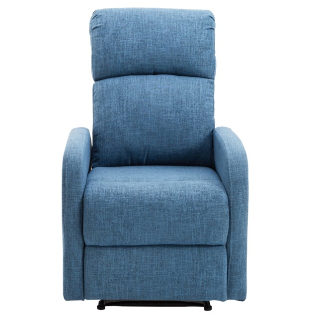 HOMCOM Manual Ανακλινόμενη Πολυθρόνα Relax με Χωρητικότητα Υποπόδιου 125kg Blue Fabric 66? 83 107 εκ 833-523BU