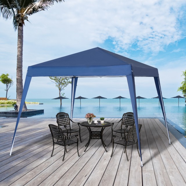 Outsunny Folding Garden Gazebo 2,4x2,4m με Ατσάλινο Κατασκευή και Αντιανεμικά Σχοινιά, Μπλε 840-159BU