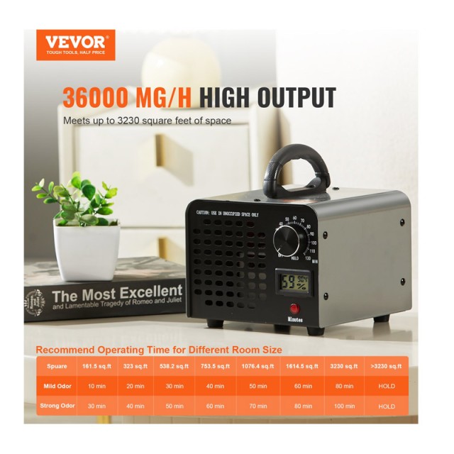 Οζονιστής Αέρα 36000 mg/h 115 W VEVOR GYCYFSQ0120MZSKULV2