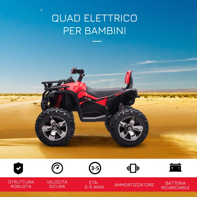 HOMCOM 12V Electric Kids Quad με λειτουργικούς προβολείς και πεντάλ...
