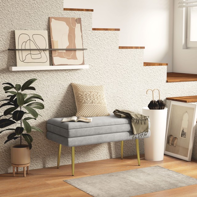 HOMCOM Κρεβάτι κάτω πάγκος με αποθηκευτικό χώρο, από ατσάλι και πολ...