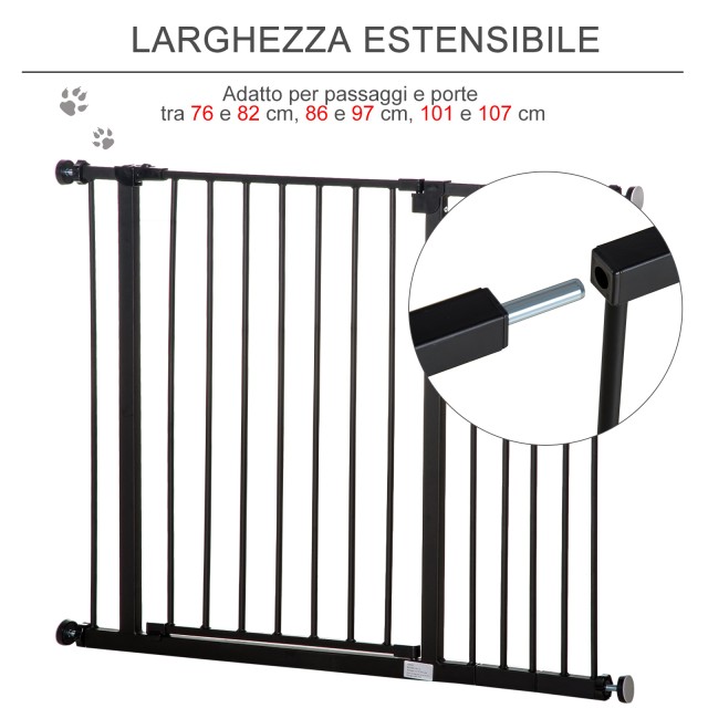 PawHut Extendable Dog Gate με βίδες και ευρύ άνοιγμα, σε μέταλλο κα...