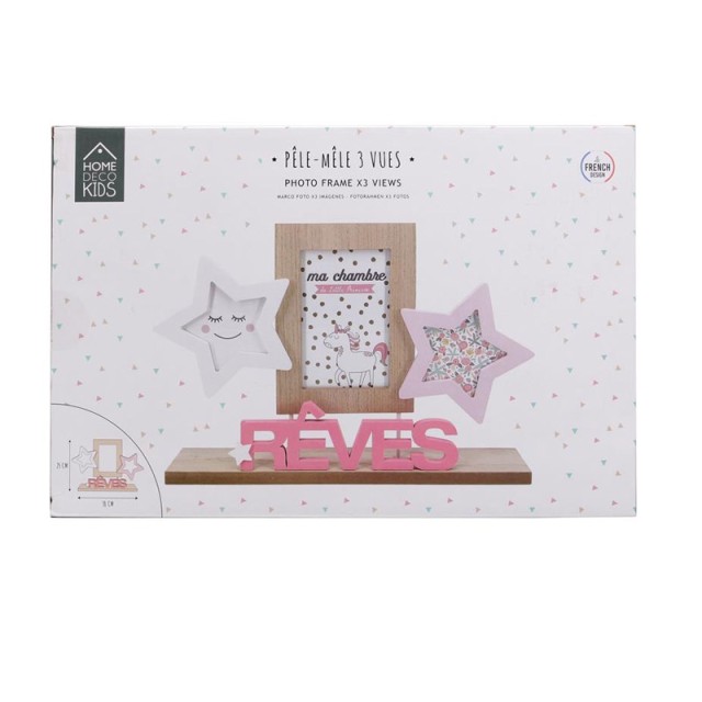 Παιδική Ξύλινη Κορνίζα 3 Θέσεων 25 x 5 x 38 cm Home Deco Kids HD2360