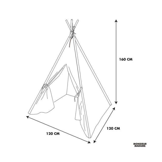 Παιδική Ινδιάνικη Σκηνή 120 x 120 x 160 cm Χρώματος Μπλε Monsieur Madame MM3371
