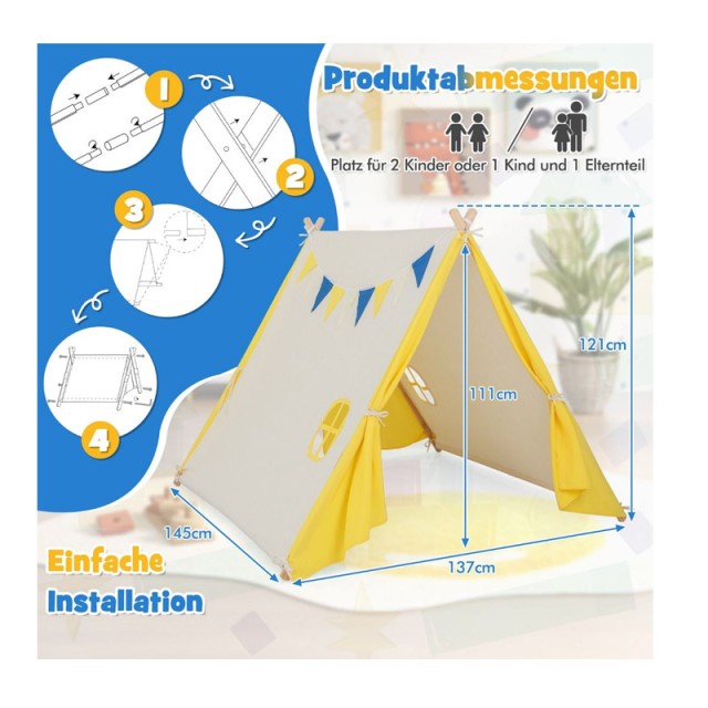 Παιδική Ινδιάνικη Σκηνή 137 x 145 x 121 cm Costway TP10145BE