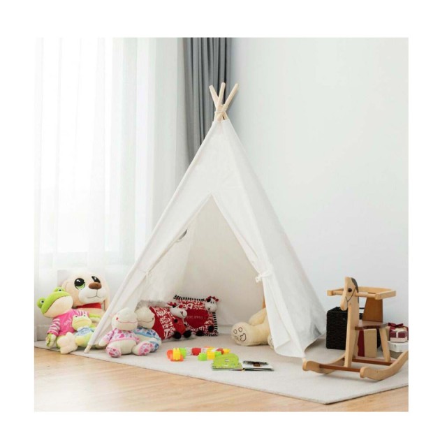 Παιδική Ινδιάνικη Σκηνή 150 x 155 x 130 cm Χρώματος Λευκό Hoppline ...