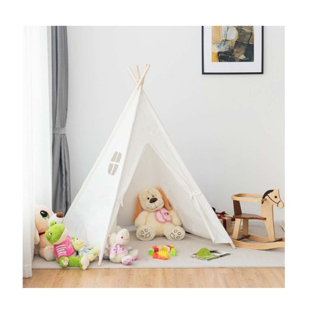 Παιδική Ινδιάνικη Σκηνή 150 x 155 x 130 cm Χρώματος Λευκό Hoppline ...