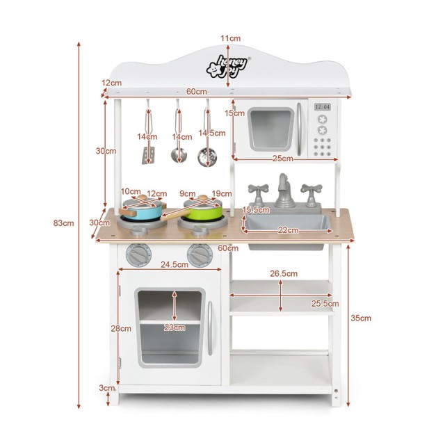 Παιδική Κουζίνα με Αξεσουάρ 60 x 30 x 83 cm Costway HW66747