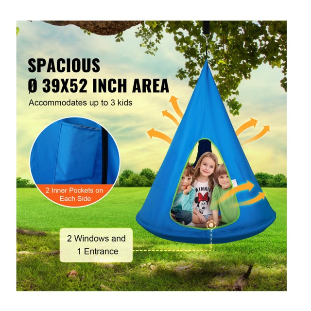 Παιδική Κρεμαστή Κούνια Φωλιά 100 x 100 x 132 cm Χρώματος Μπλε VEVO...