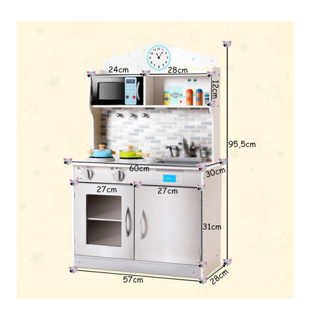 Παιδική Ξύλινη Κουζίνα 57 x 28 x 95.5 cm Costway HW58833