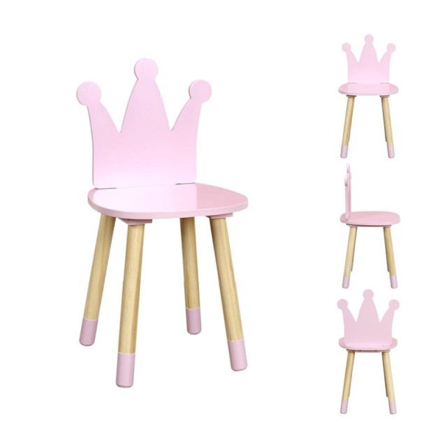Παιδικό Ξύλινο Καρεκλάκι Κορώνα 28 x 28 x 54 cm Home Deco Kids HD6922