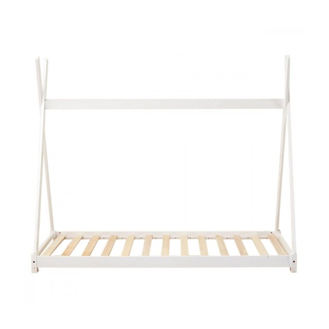Παιδικό Ξύλινο Κρεβάτι Σκηνή Tipi 146 x 74.5 x 140 cm Χρώματος Λευκό Hoppline HOP1001084-2
