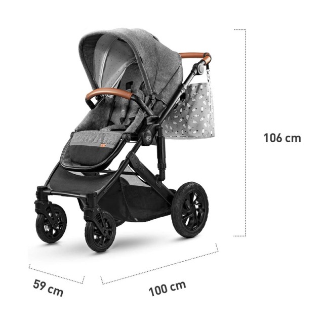 Παιδικό Καρότσι 3 σε 1 Χρώματος Γκρι KinderKraft Prime 2020