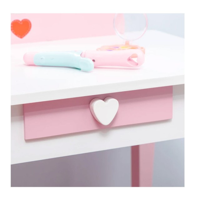 Παιδικό Ξύλινο Μπουντουάρ με Καθρέπτη και Σκαμπό 50 x 36.5 x 89.5 c...