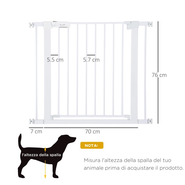 PawHut Dog Safety Gate, Push-Fit Ρυθμιζόμενο Πλάτος 75-96cm D06-043V01