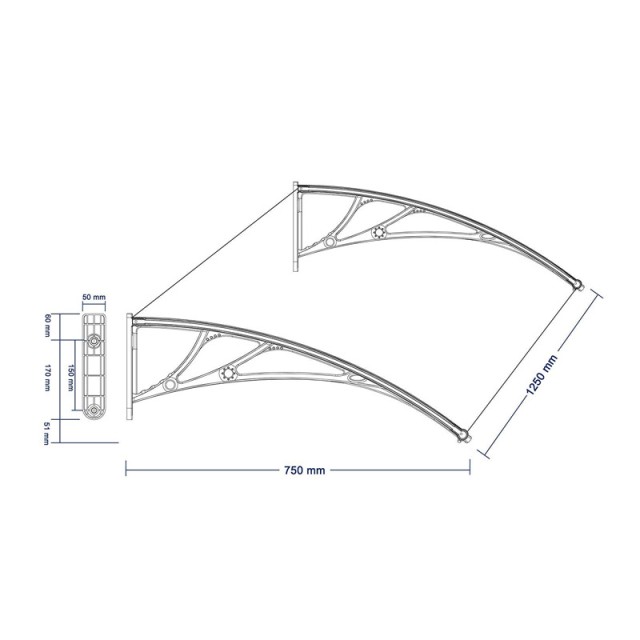 Πλαστικό Κιόσκι - Τέντα Πόρτας Εισόδου 80 x 120 cm Songmics GVH017