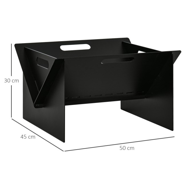 Outsunny Square Steel Garden Fire Pit με Λαβές, 50x45x30cm, Μαύρο 842-213