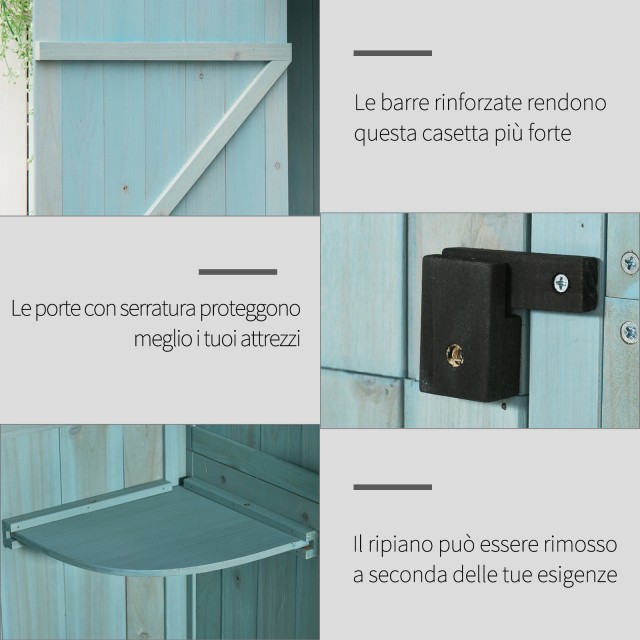 Outsunny Garden Shed Ξύλινη αποθήκευση εργαλείων με 3 ράφια, 77x54,...
