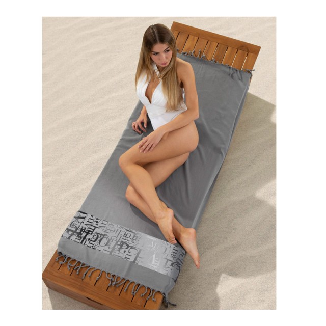 Πετσέτα Θαλάσσης 100% Βαμβάκι 90 x 170 cm Pestemal 12 Anthracite Gu...