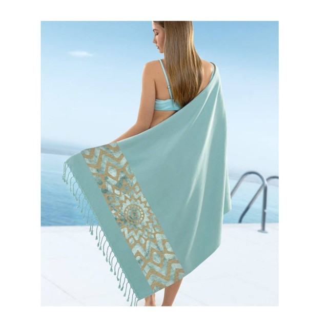 Πετσέτα Θαλάσσης 100% Βαμβάκι 90 x 170 cm Pestemal 17 Aqua Guy Laroche 1130030123020