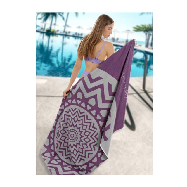 Πετσέτα Θαλάσσης 100 x 175 cm Velour Printed 2101 Purple Guy Laroche 1130030123002