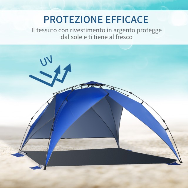 Outsunny Pop Up σκηνή παραλίας με σχοινιά και κοντάρια σε μπλε πολυεστέρα A20-090