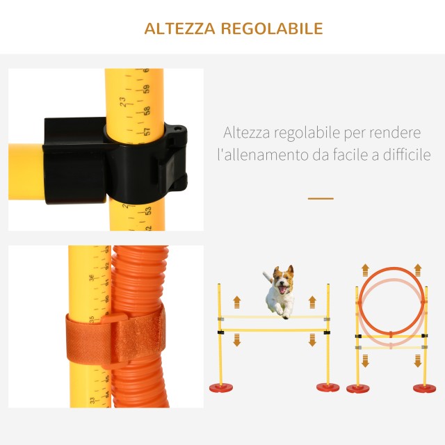 PawHut Dog Agility Set για εκπαίδευση σκύλων με ρυθμιζόμενα εμπόδια, σλάλομ και τούνελ D07-024
