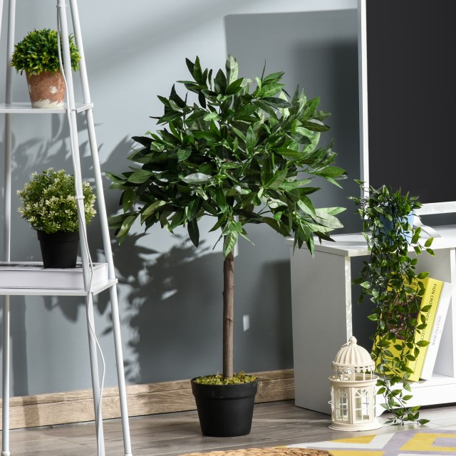 Outsunny Σετ με 2 Τεχνητές Δάφνες σε Γλάστρες Ύψος 90cm για εσωτερικούς και εξωτερικούς χώρους 844-364V01