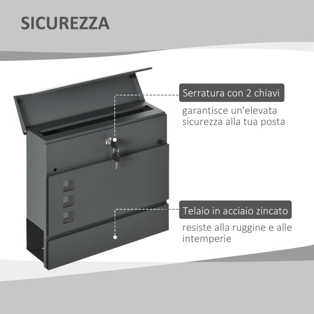 Μεταλλικό Γραμματοκιβώτιο 37 x 10.5 x 37 cm HOMCOM B80-009V00CG