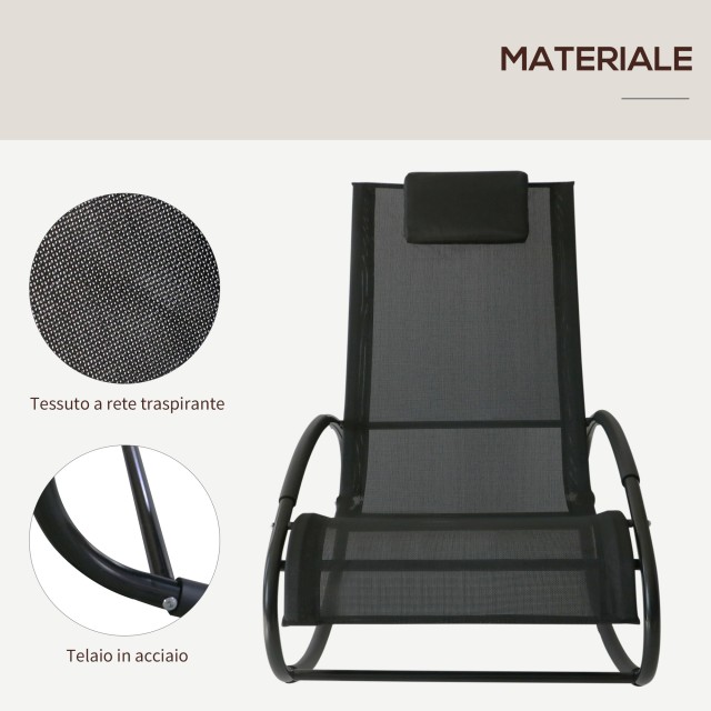 Outsunny Outsunny Outdoor Rocking Lounger Ατσάλινο Κάλυμμα Textilene Πλαίσιο, Μαύρο 84A-090