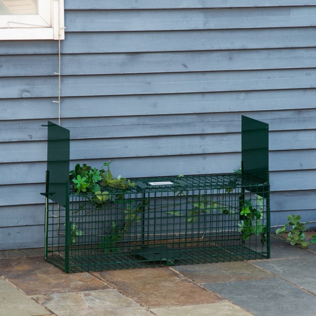 Κλουβί Outsunny Trap για Μικρά Ζωντανά Ζώα με Διπλή Πόρτα και Χερού...