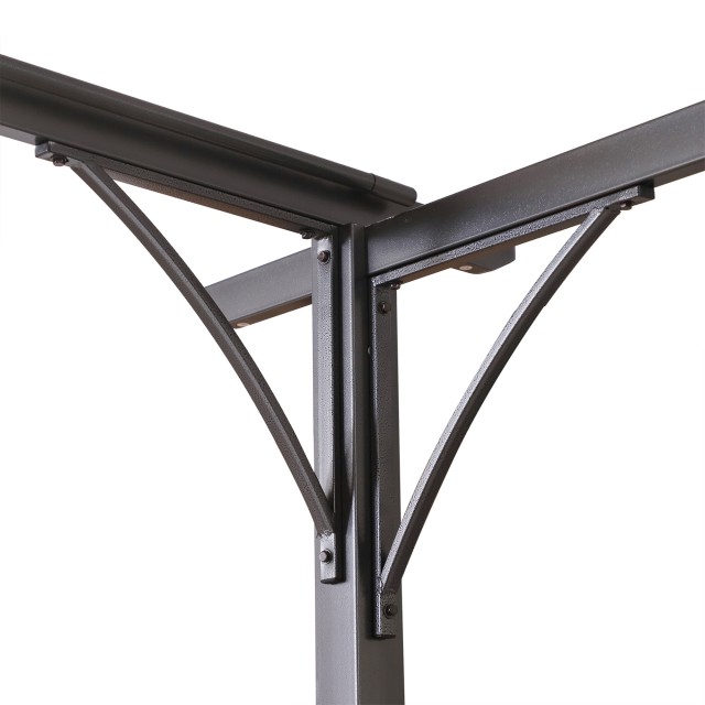 Outsunny Gazebo Garden Pergola Πτυσσόμενη Ομπρέλα Μαύρη Πλαίσιο Μπεζ Τέντα, 350 x 350 x 230 cm 84C-092