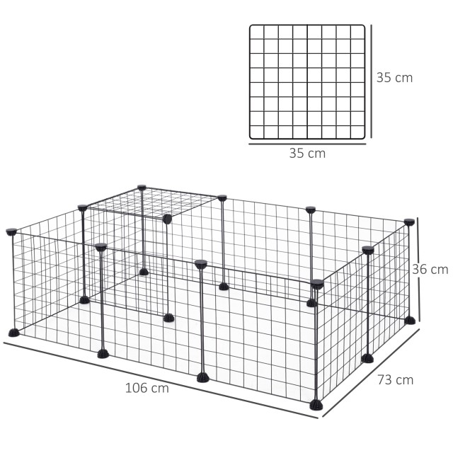 PawHut Modular Περίβλημα για Κατοικίδια Μαύρο 12 Modules 35x35cm D0...