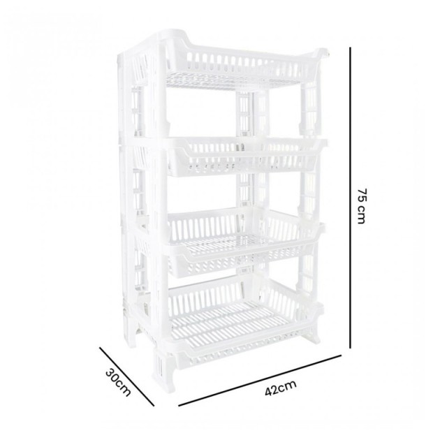 Πλαστική Ραφιέρα με 4 Ράφια 42 x 35 x 75 cm MWS18441