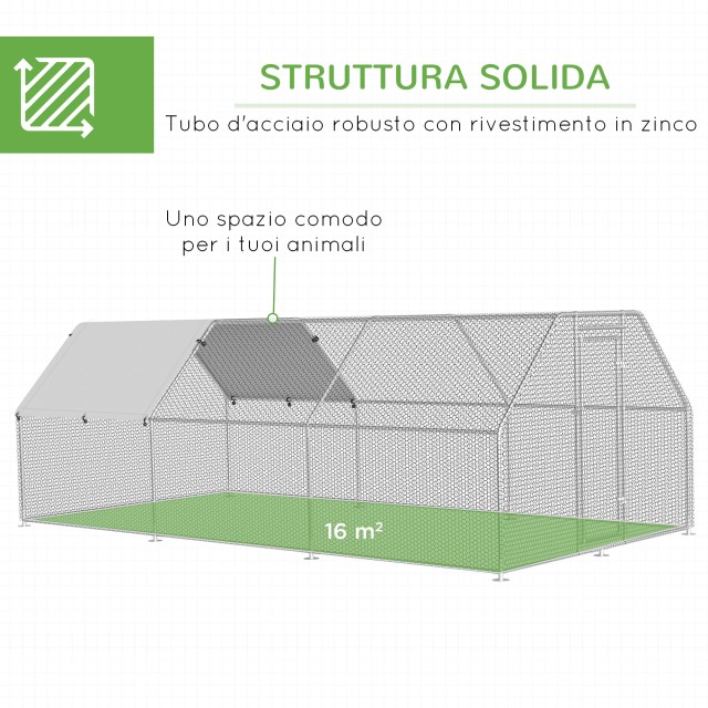 Μεταλλική πόρτα Pawhut Cage Chicken Run με κλειδαριά και κάλυμμα Oxford D51-117