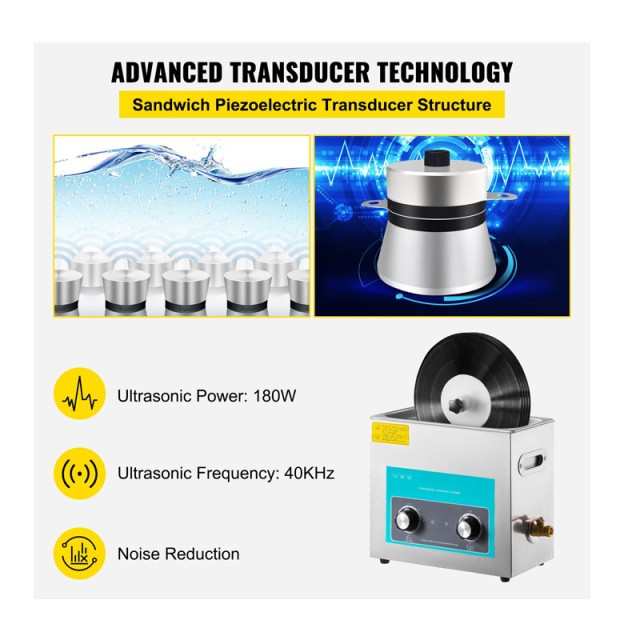 Πλυντήριο Δίσκων Βινυλίου Ultrasonic 6 Lt 40kHz VEVOR QXNGDHJ6L220VOP3ZV2