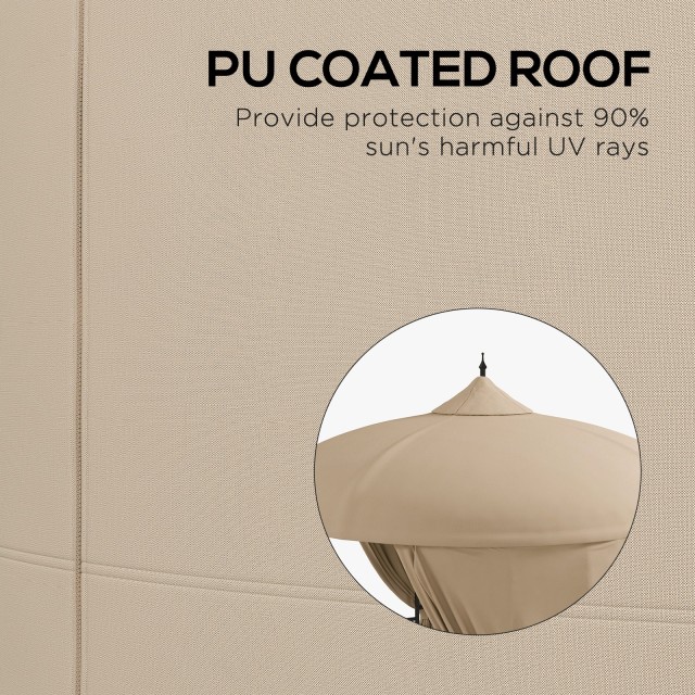 Outsunny Round Garden Gazebo Ø3m με κουρτίνες και αεραγωγούς σε μέταλλο και πολυεστέρα, μπεζ 84C-440V00BG