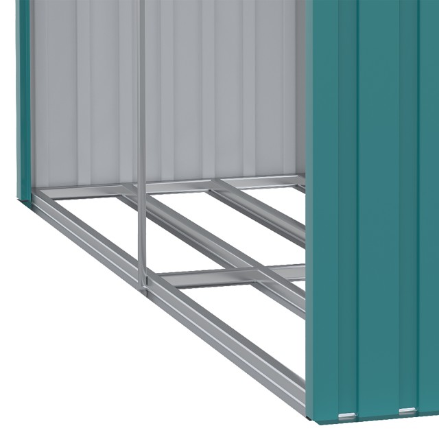 Outsunny Woodshed με γαλβανισμένη ατσάλινη κατασκευή και υπερυψωμένη βάση, 240x 86x160cm, πράσινο 845-835V00GN