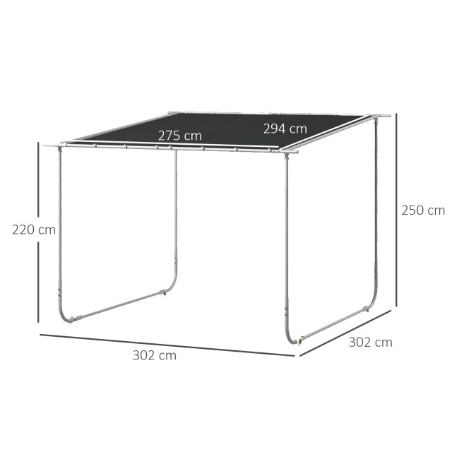 Outsunny Pergola Gazebo 3x3 m με ρόδες, κάλυμμα Anti-UV και ατσάλινο πλαίσιο, γκρι 84C-453V00CG