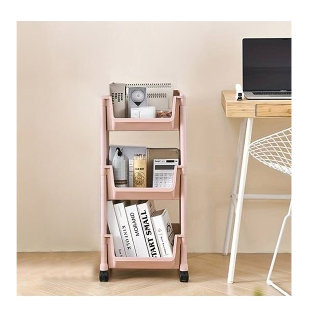 Πολυλειτουργικό Πλαστικό Τρόλεϊ με 3 Ράφια 25.5 x 26 x 76 cm Χρώματ...