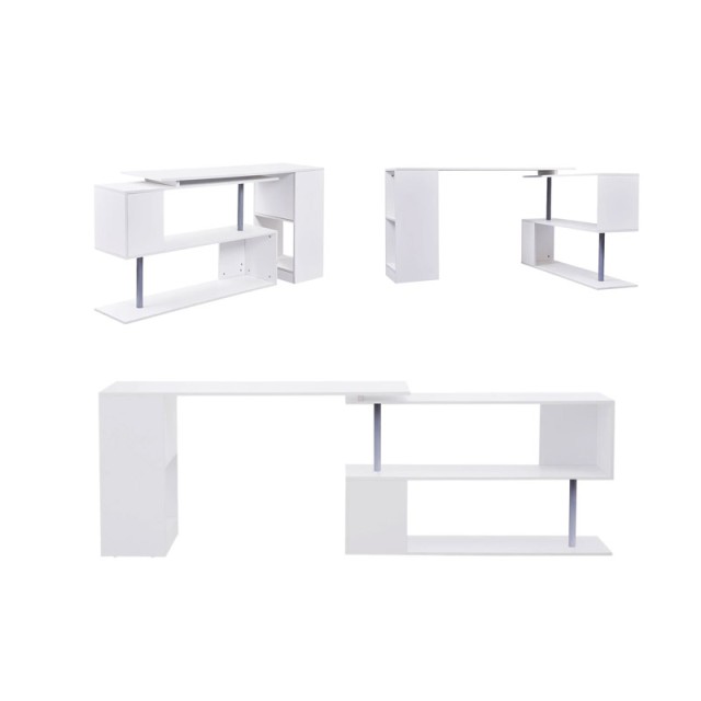 Πολυμορφικό Ξύλινο Γραφείο 140 x 120 x 78 cm Χρώματος Λευκό HOMCOM 836-072WT