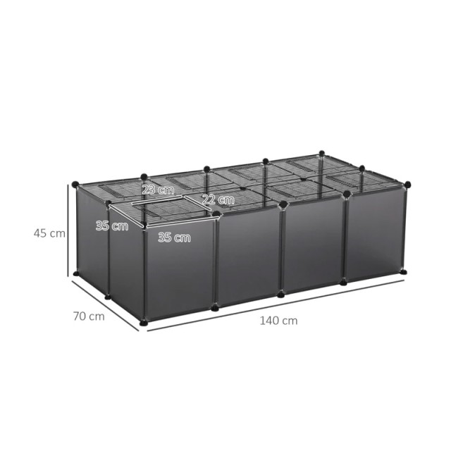Πολυμορφικό Κλουβί - Πάρκο Κατοικίδιων 140 x 70 x 45 cm Χρώματος Γκρι PawHut D51-257GY